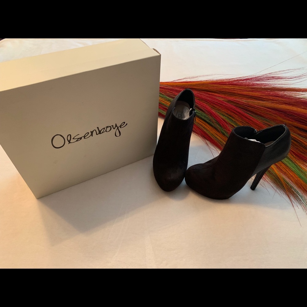 Black Suede and Leather Bootie - Picture 2 of 5